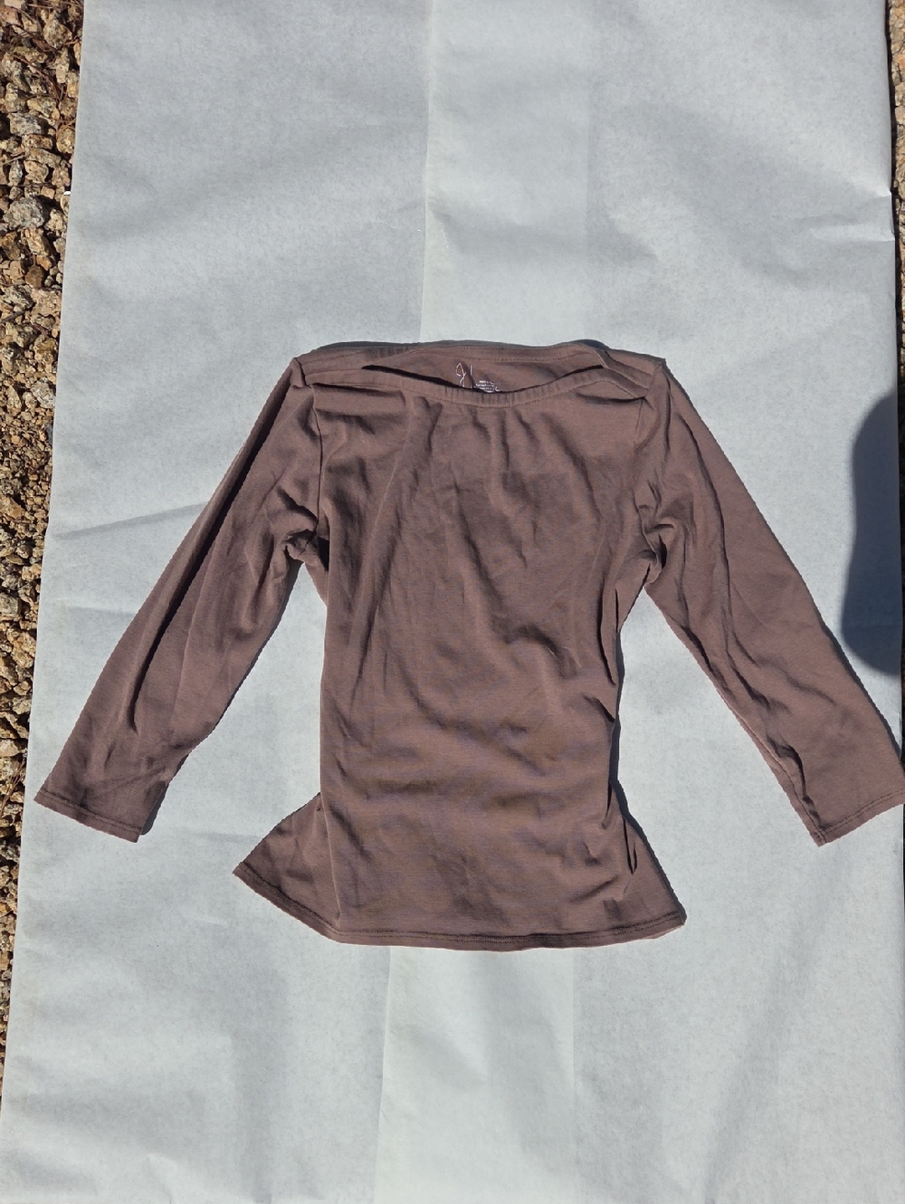 J By Joie Brown Medium ¾ Sleeve Scoop Neck Tee Y2K